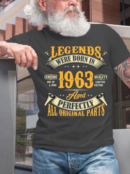 

Men's Cotton 60th Birthday Legends were Born in 1963 Vintage 60 Years Old Crew Neck Letters T-Shirt, Deep gray, T-shirts