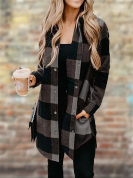 

Casual Shirt Collar Kimono, Gray, Cardigans