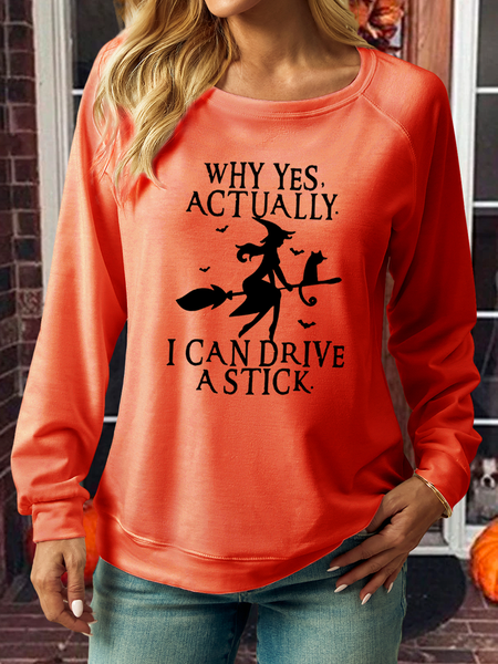 

Women‘s Funny Graphic Yes I Can Drive A Stick Crew Neck Casual Sweatshirt, Orange, Hoodies&Sweatshirts
