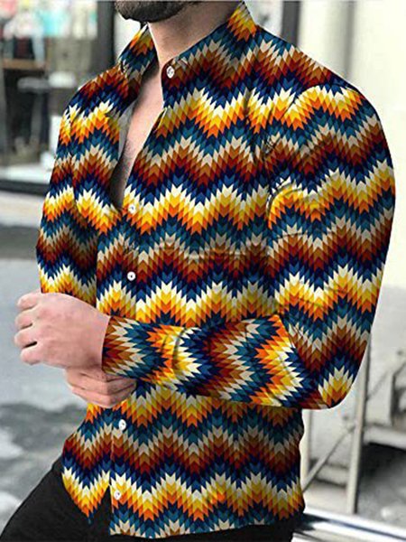 

Casual Abstract V Neck Shirt, Yellow, Shirts ＆ Blouse