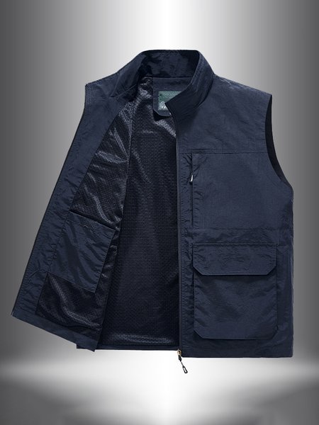

Men's Casual Multi-Pocket Waterproof Vest Vest Outdoor Sports Daily Clothing, Blue, Vest