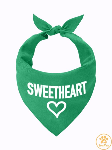 

"Little heart" pet triangle towel, Green, Pet Bandanas