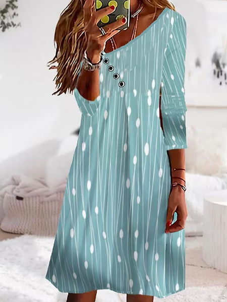 

Elegant Loose Asymmetrical Geometric Dress, Green, Dresses