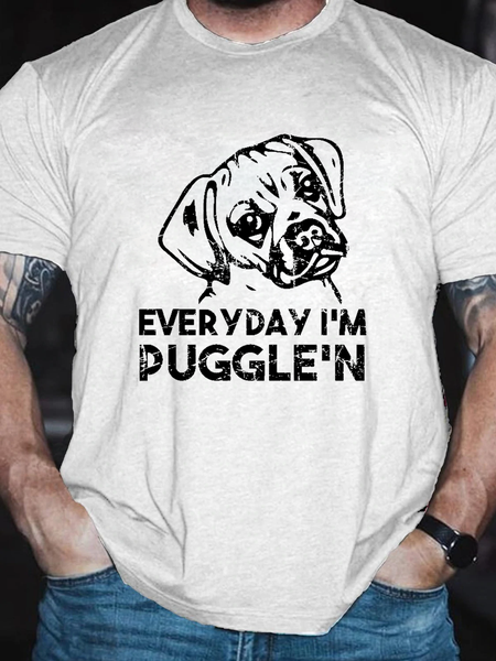

Men's Everyday I'm Puggle'n Cotton T-Shirt, White, T-shirts