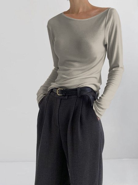 

Casual Loose Jersey T-Shirt, Gray, Tees