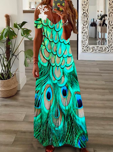

Loose Casual Spaghetti Lace Dress, Green, Dresses