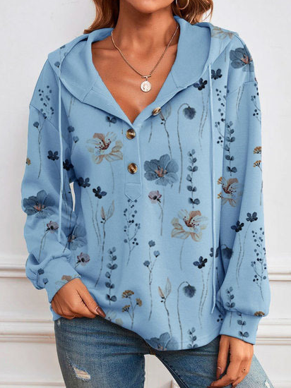 

Casual Hoodie Knitted Floral Hoodie, Blue, Sweatshirts & Hoodies