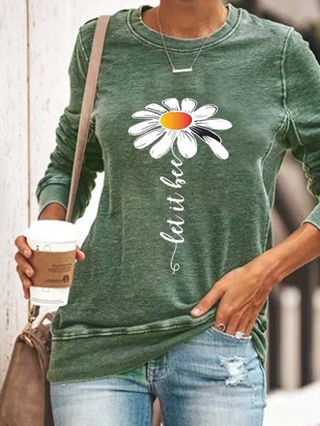 

Loose Casual Floral Sweatshirt, Green, Sweatshirts & Hoodies