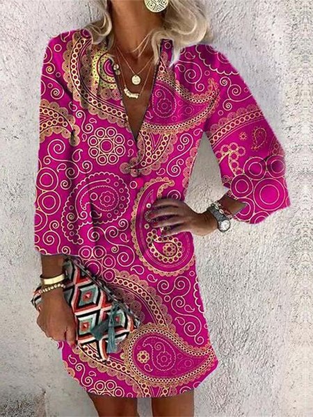 

Casual Loose Paisley Dress, Deep pink, Dresses
