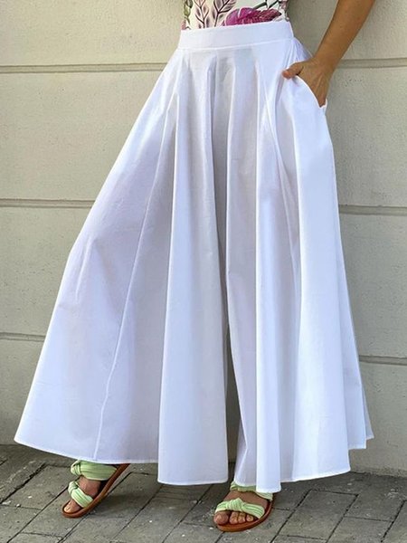 

Urban Loose Plain Fashion Pants, White, Pants