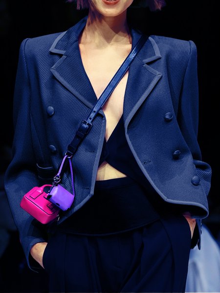 

Plain Loose Urban Shawl Collar Blazer, Blue, Blazers