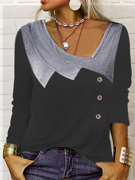 

Buckle Casual Others Knitted Shirt, Black, Shirts & Blouses