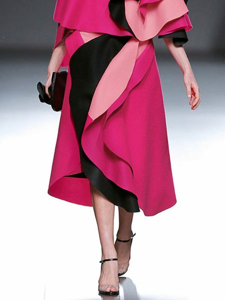 

Color Block Loose Elegant Skirt, Pink, Skirts