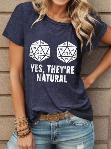

Text Letters Casual Regular Fit T-Shirt, Dark blue, T-Shirts
