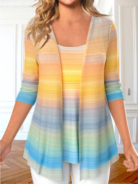 

Wrap Casual Ombre Two-Piece Set, Yellow, Suit Set