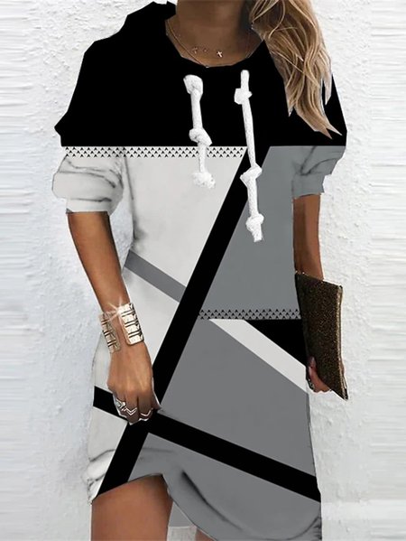 

Color Block Casual Loose Dress, Gray, Dresses