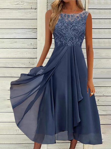 

Casual Plain Regular Fit Party Dress, Blue, Formal Dresses