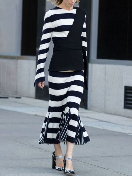 

Regular Fit Crew Neck Urban Long Sleeve Two-Piece Set, As picture, Two-piece Set