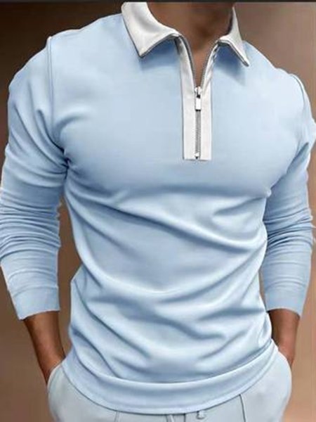

Shawl Collar Regular Fit Urban Polo Shirt, Sky blue, Polos