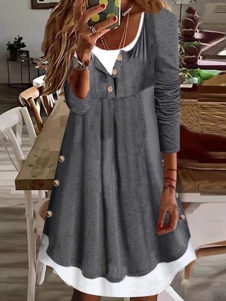 

Loose Casual Shawl Collar Dress, Gray, Dresses