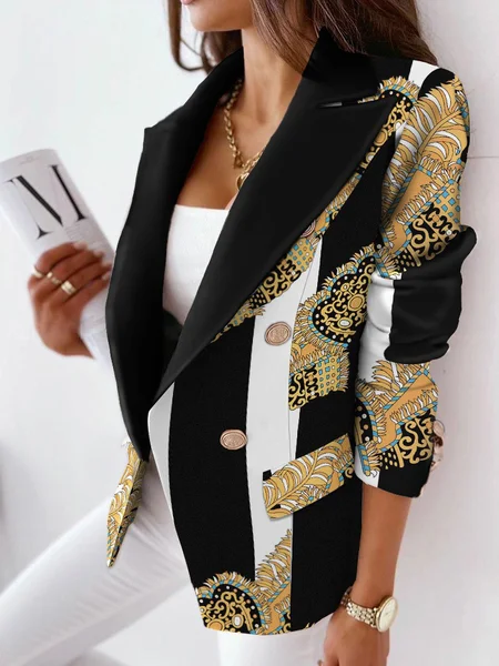 

Casual Regular Fit Ethnic Blazer, Black, Blazers