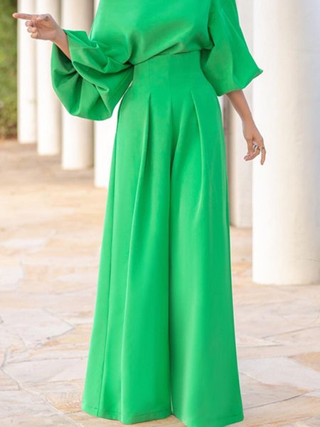 

Plain Loose Urban Pants, Green, Pants