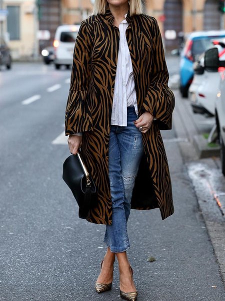 

Leopard Urban Loose Trench Coat, Brown, Coats