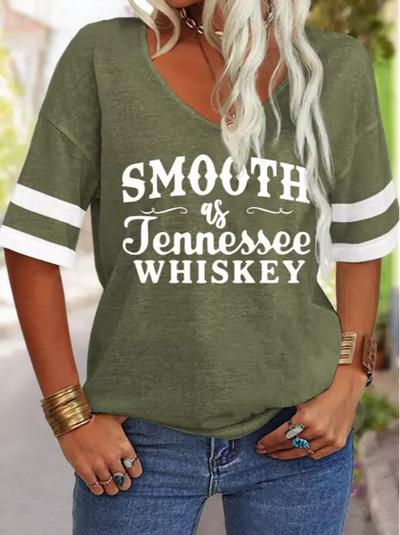 

Casual Loose Text Letters T-Shirt, Green, T-Shirts