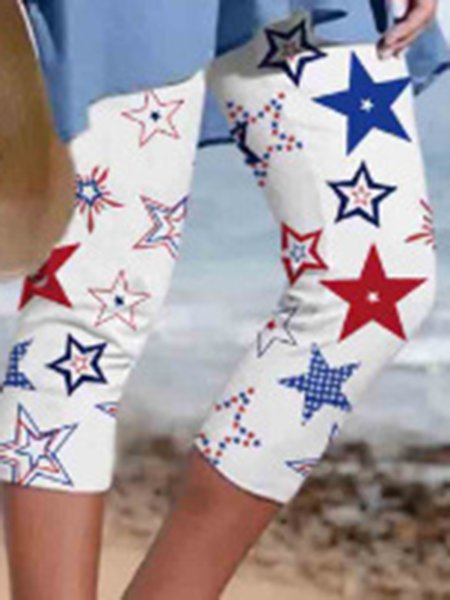

Casual Plants Regular Fit Leggings, Red-blue, Leggings