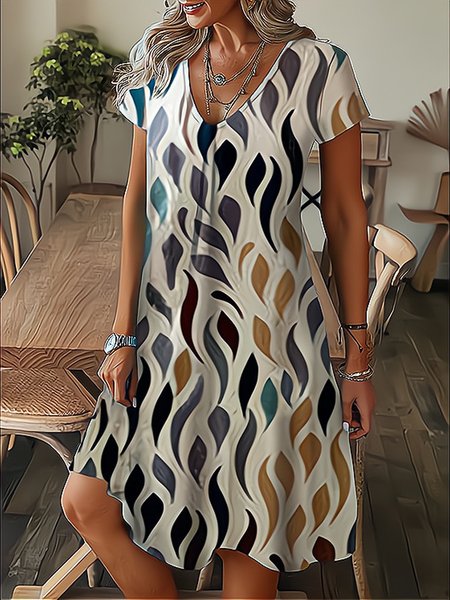 

Casual Floral Regular Fit V Neck Dress, Multicolor, Dresses