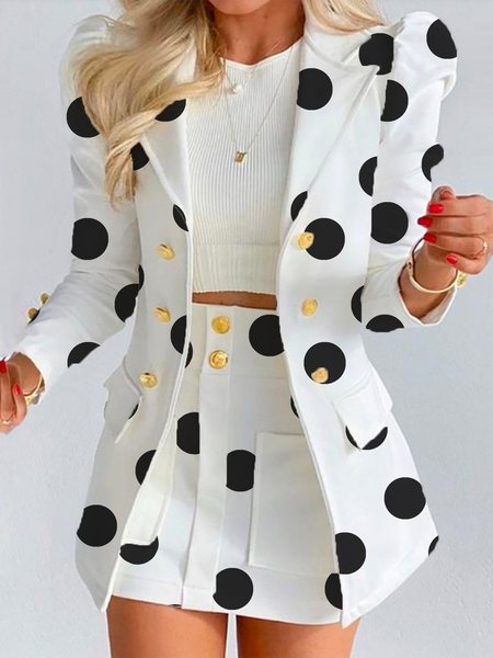 

Urban Lapel Collar Regular Fit Polka Dots Blazer, Black-white, Blazers