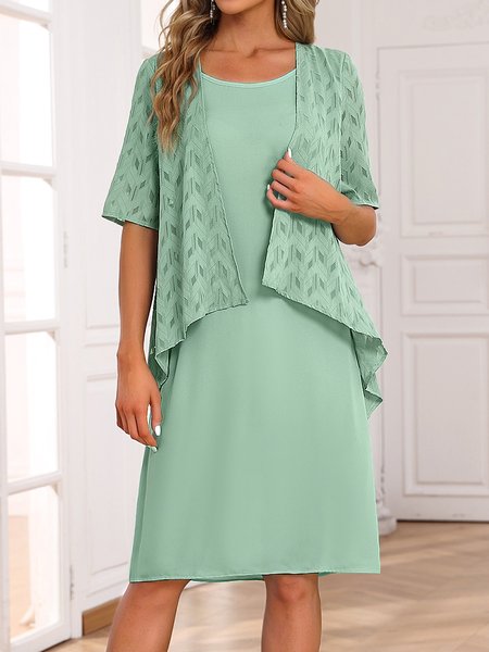 

Loose Elegant Plain Two-Piece Set, Green, Suit Set