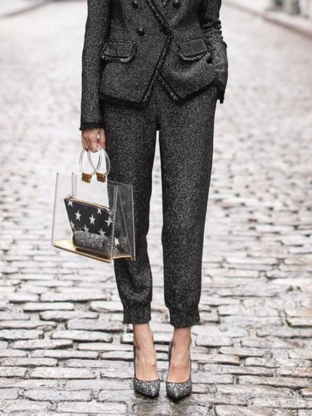 

Regular Fit Plain Urban Fashion Pants, As picture, Pants