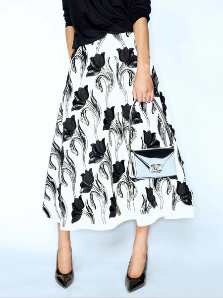 

Elegant Lightweight Loose Maxi Skirt, Black, Skirts