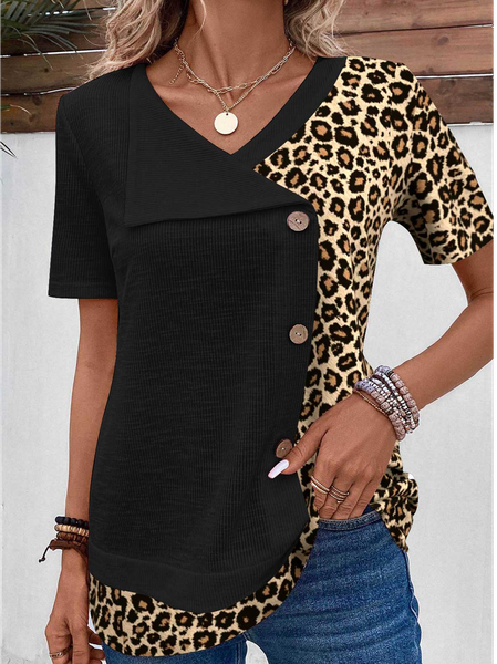 

Asymmetrical Regular Fit Casual Buckle Shirt, Black, Shirts & Blouses