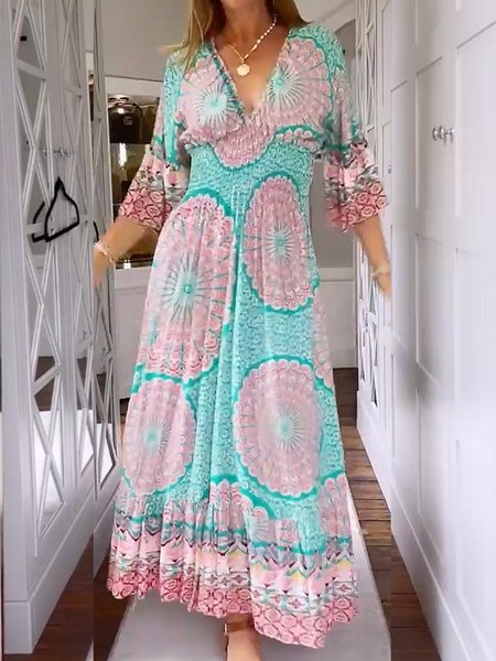

Elegant Loose Ethnic Dress, Blue, Dresses