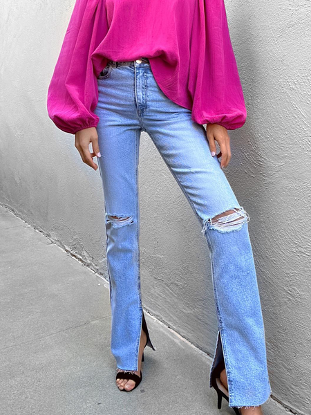 

Micro-Elasticity Urban Plain Denim Regular Fit Long Jeans Straight pants, Denim blue, Jeans