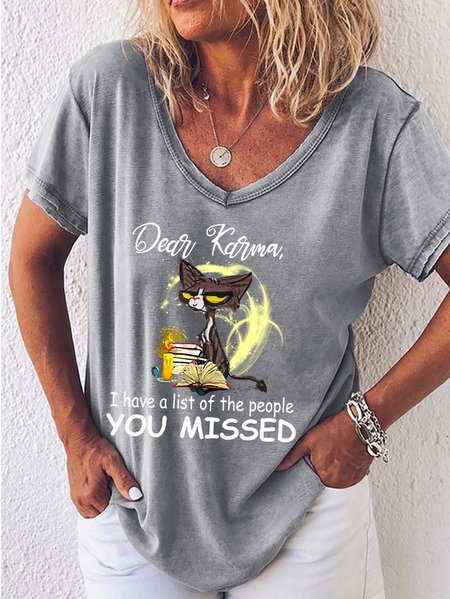 

Women's Funny Karma Grumpy Print Casual T-Shirt, Gray, T-shirts