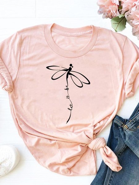 

Casual Text Letters Crew Neck Regular Fit T-Shirt, Color9, T-Shirts