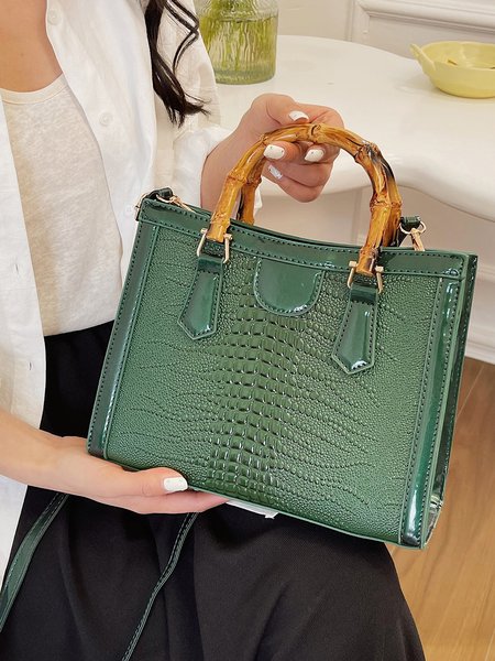 

Urban Croc Embossed Bamboo Tote, Green, Women's Bags