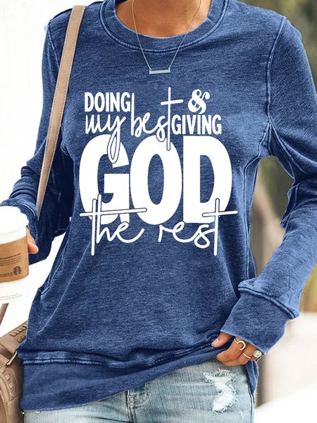 

Women's Casual Christian God Crew Neck Sweatshirt, Blue, Hoodies&Sweatshirts