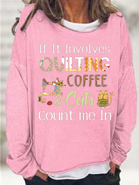 

Women's Funny Casual Crew Neck Cotton-Blend Animal Sweatshirt, Pink, Hoodies&Sweatshirts