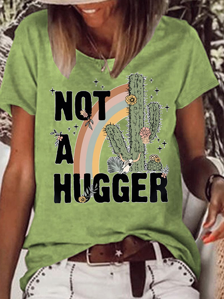 

Women’s Casual Regular Fit Letter Pattern Crew Neck T-Shirt, Green, T-shirts