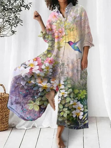 

Casual Floral V Neck Jumpsuit, Pink, Jumpsuits＆Rompers