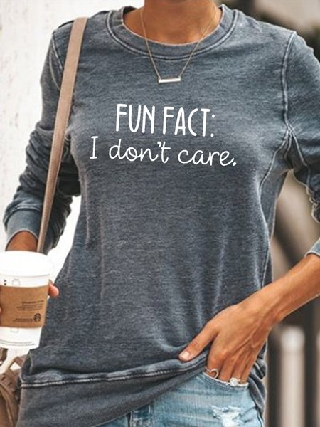 

Womens‘ Casual Fun Fact I Don’t Care Crew Neck Sweatshirt, Gray, Hoodies&Sweatshirts
