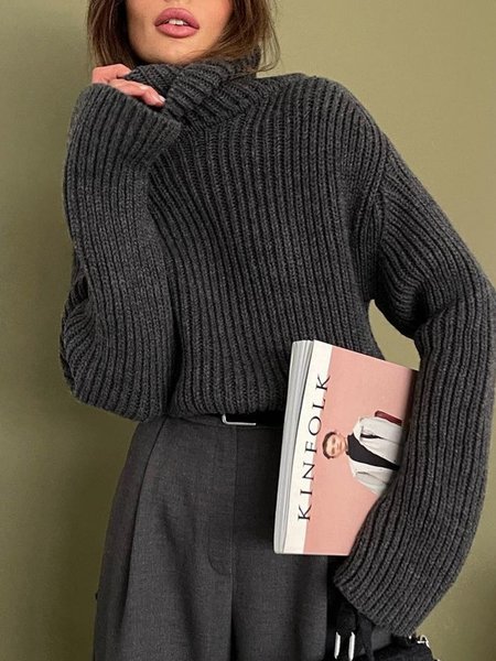 

Urban Plain Regular Fit Long Sleeve Sweater, Deep gray, Sweaters