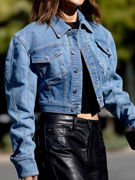 

Loose Shawl Collar Urban Denim Coat, Blue, Jackets