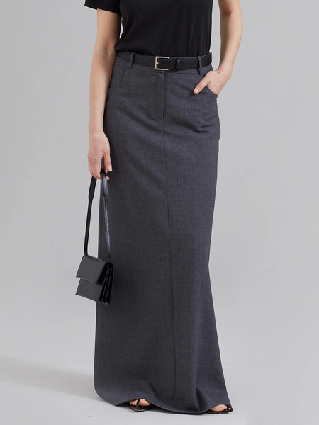 

Lightweight Regular Fit Plain Simple Maxi Skirt, Gray, Skirts