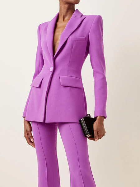 

Regular Fit Lapel Collar Long sleeve Urban Plain Blazer, Purple, Blazers