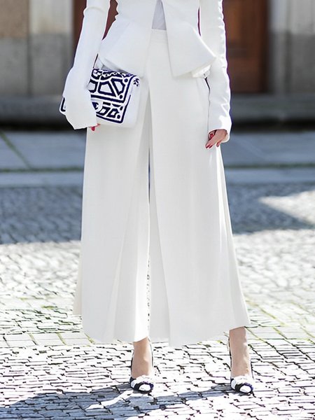 

Daily Urban Regular Fit Plain Fashion Pants, White, Pants